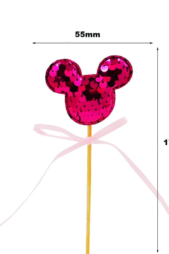 Hot Pink Mickey Ear With Pink Bow Cake Topper - TEM IMPORTS™