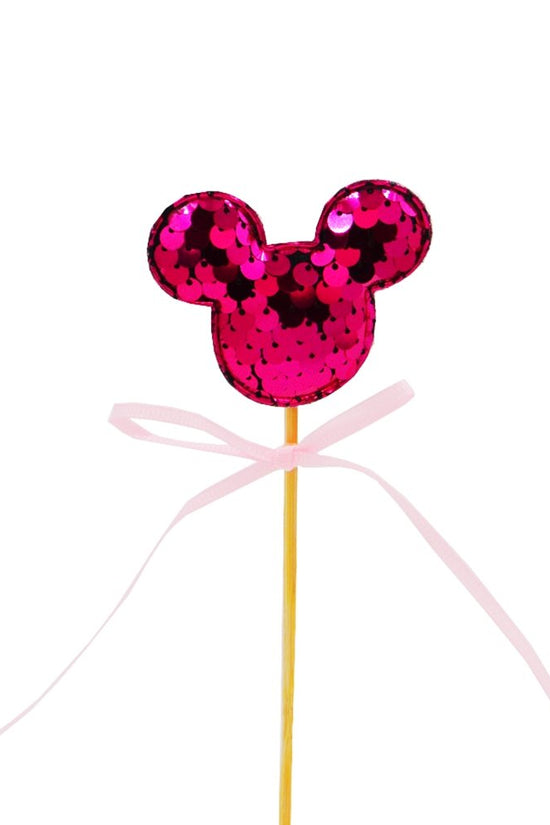 Hot Pink Mickey Ear With Pink Bow Cake Topper - TEM IMPORTS™