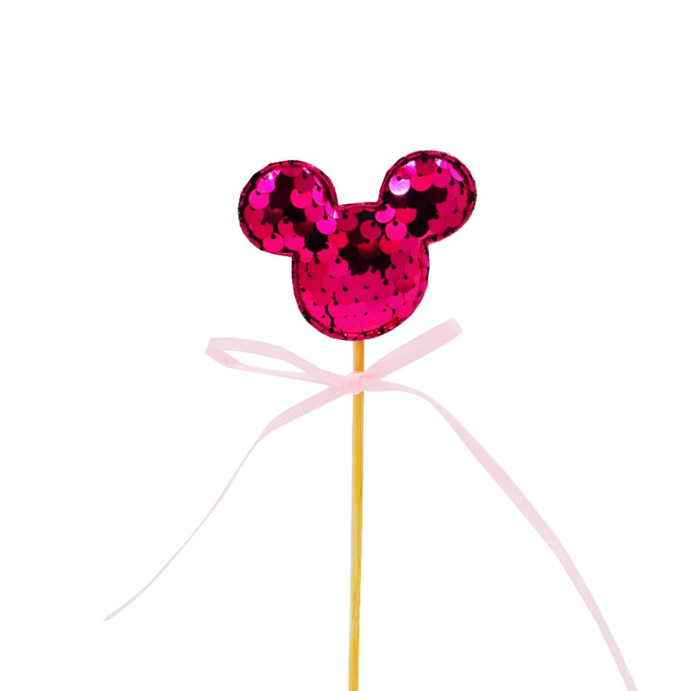 Hot Pink Mickey Ear With Pink Bow Cake Topper - TEM IMPORTS™