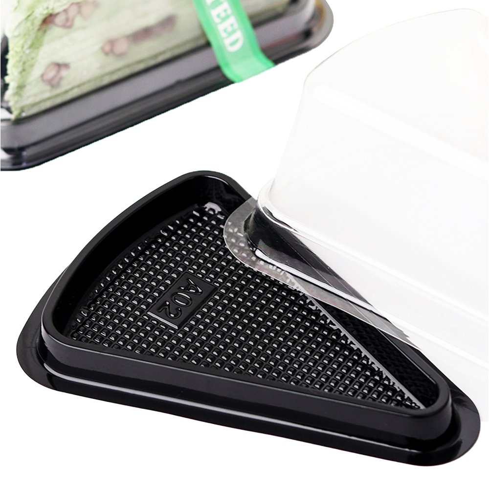 Individual Small Black Triangle Slice Cake With Lid - TEM IMPORTS™