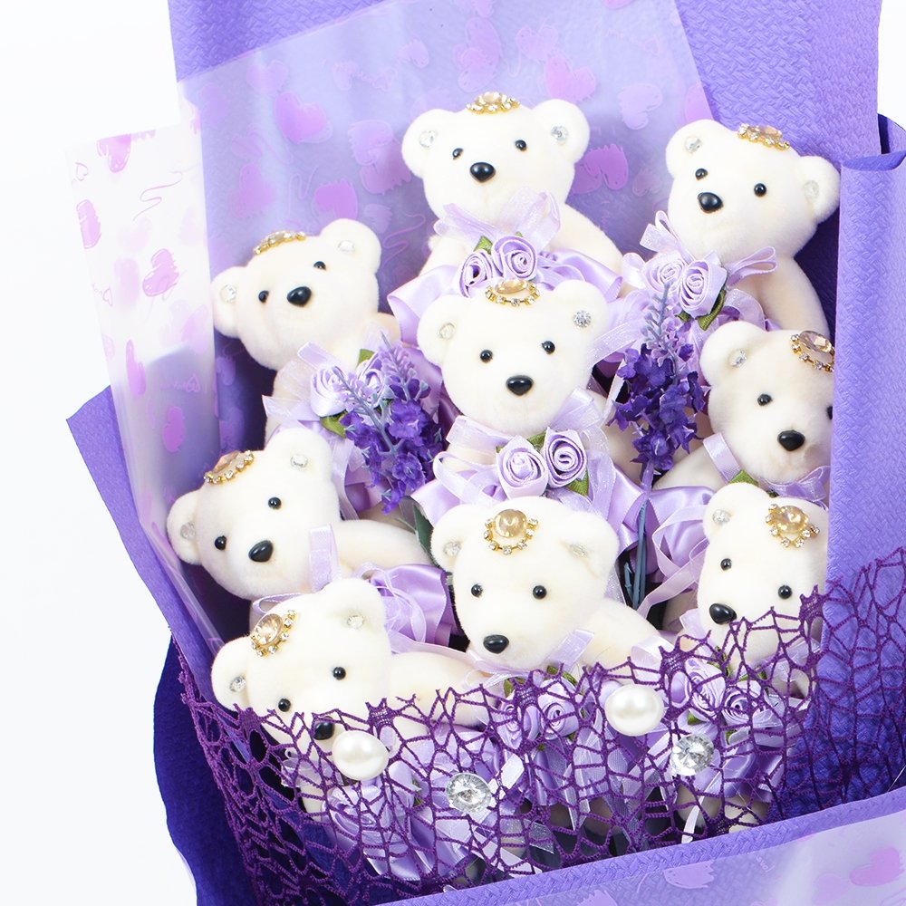 Just Purple Teddy Bear Bouquet - TEM IMPORTS™