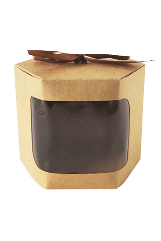 Kraft Brown Hexagon Shape Paper Box With Ribbon - TEM IMPORTS™
