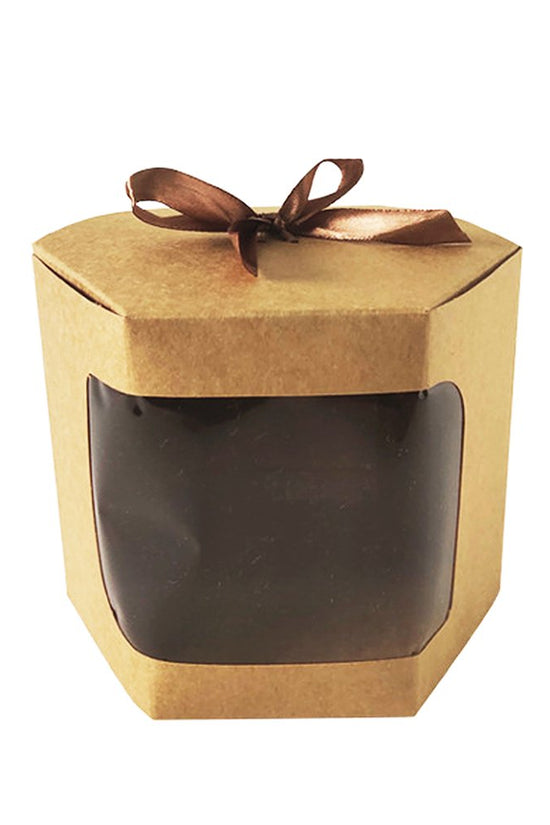Kraft Brown Hexagon Shape Paper Box With Ribbon - TEM IMPORTS™