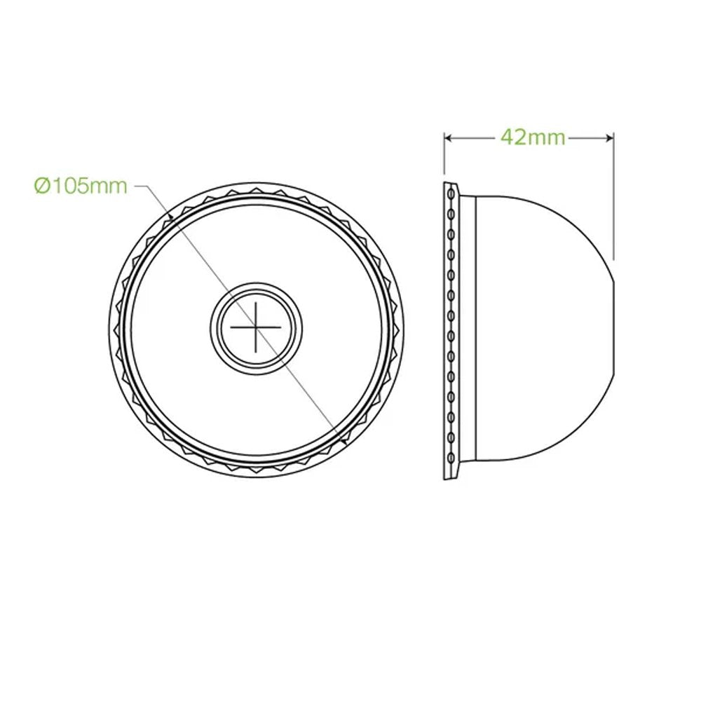 Large (105mm) Clear PET Dome Cold Paper BioCup Lid - 1000/ctn - TEM IMPORTS™