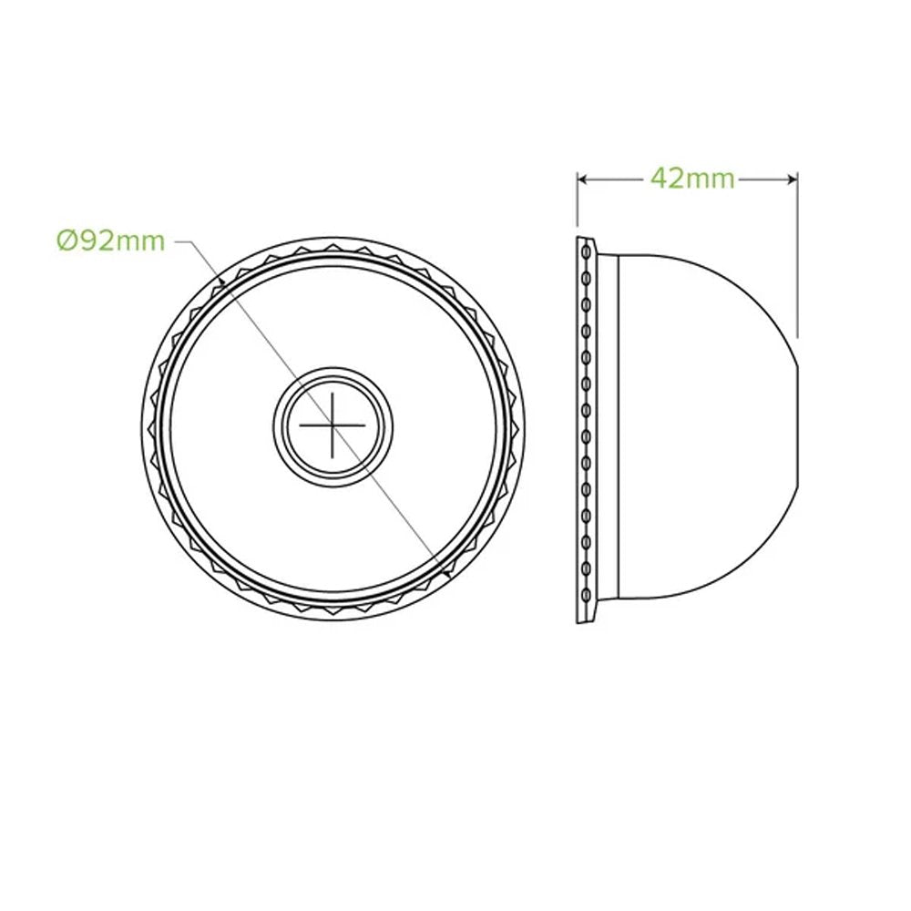 Large (90mm) Clear PET Dome Cold Paper BioCup Lid - 1000/ctn - TEM IMPORTS™