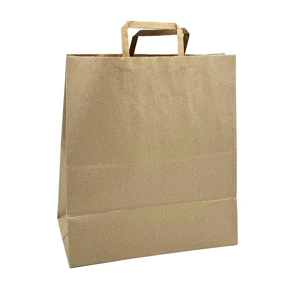 Large Brown Kraft Flat Paper Bag Handle - TEM IMPORTS™