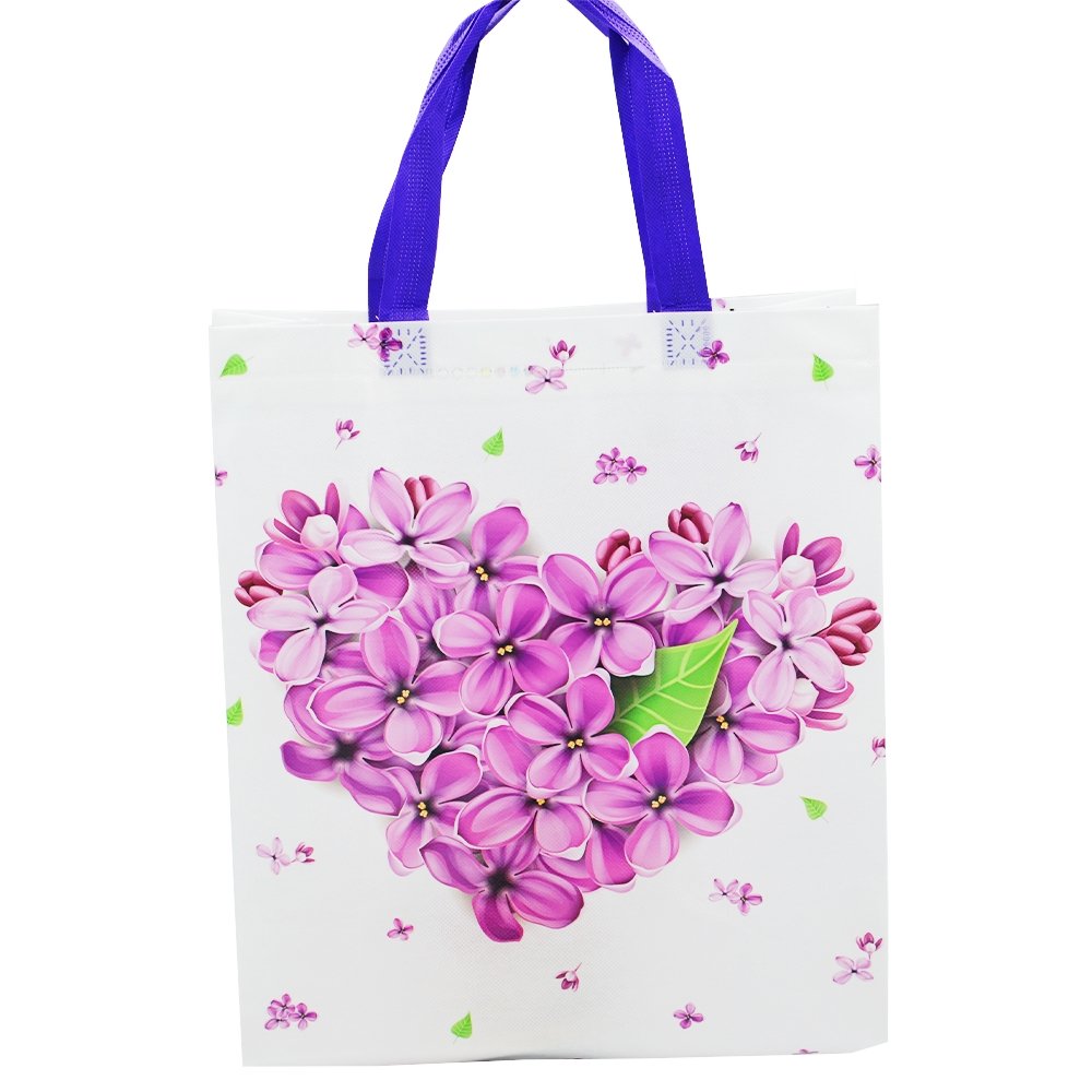 Large Lavender Heart Printed PP Non-Woven Bag