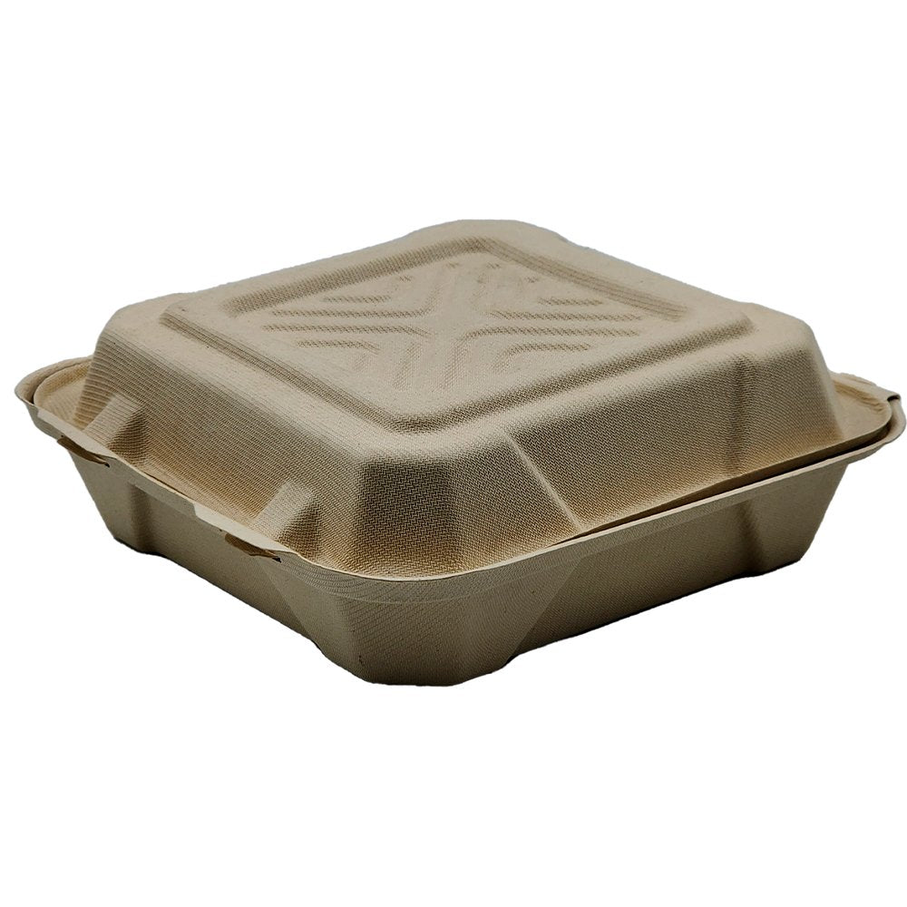 Large Natrual Sugarcane Dinner Box Clamshells - TEM IMPORTS™