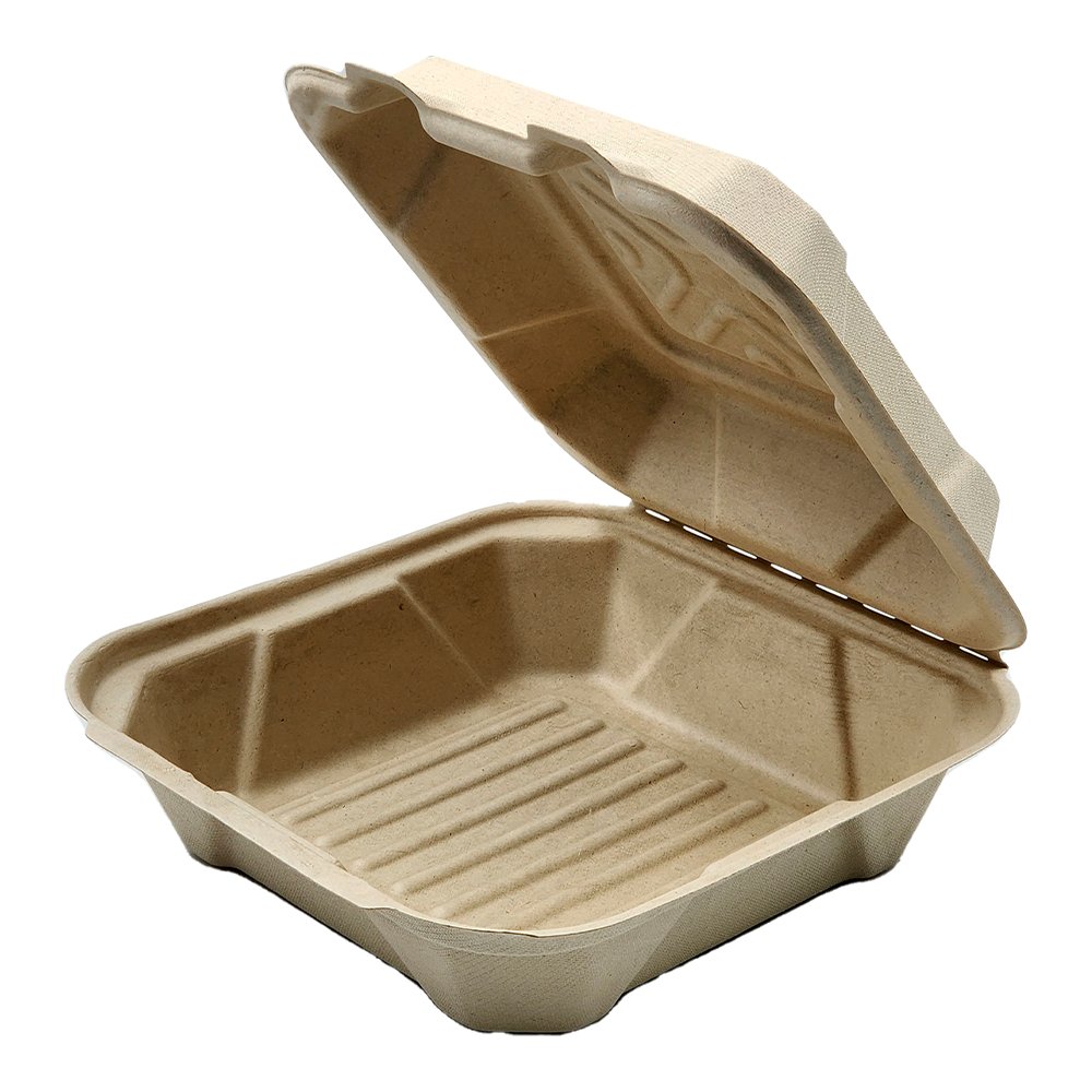 Large Natrual Sugarcane Dinner Box Clamshells - TEM IMPORTS™