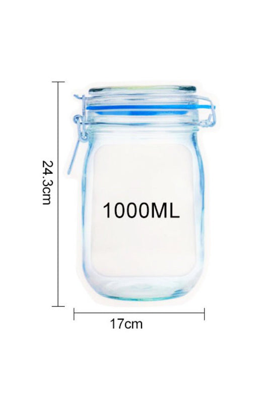 Large Reusable Transparent Jar Imitation Ziplock Bag-Pk10 - TEM IMPORTS™