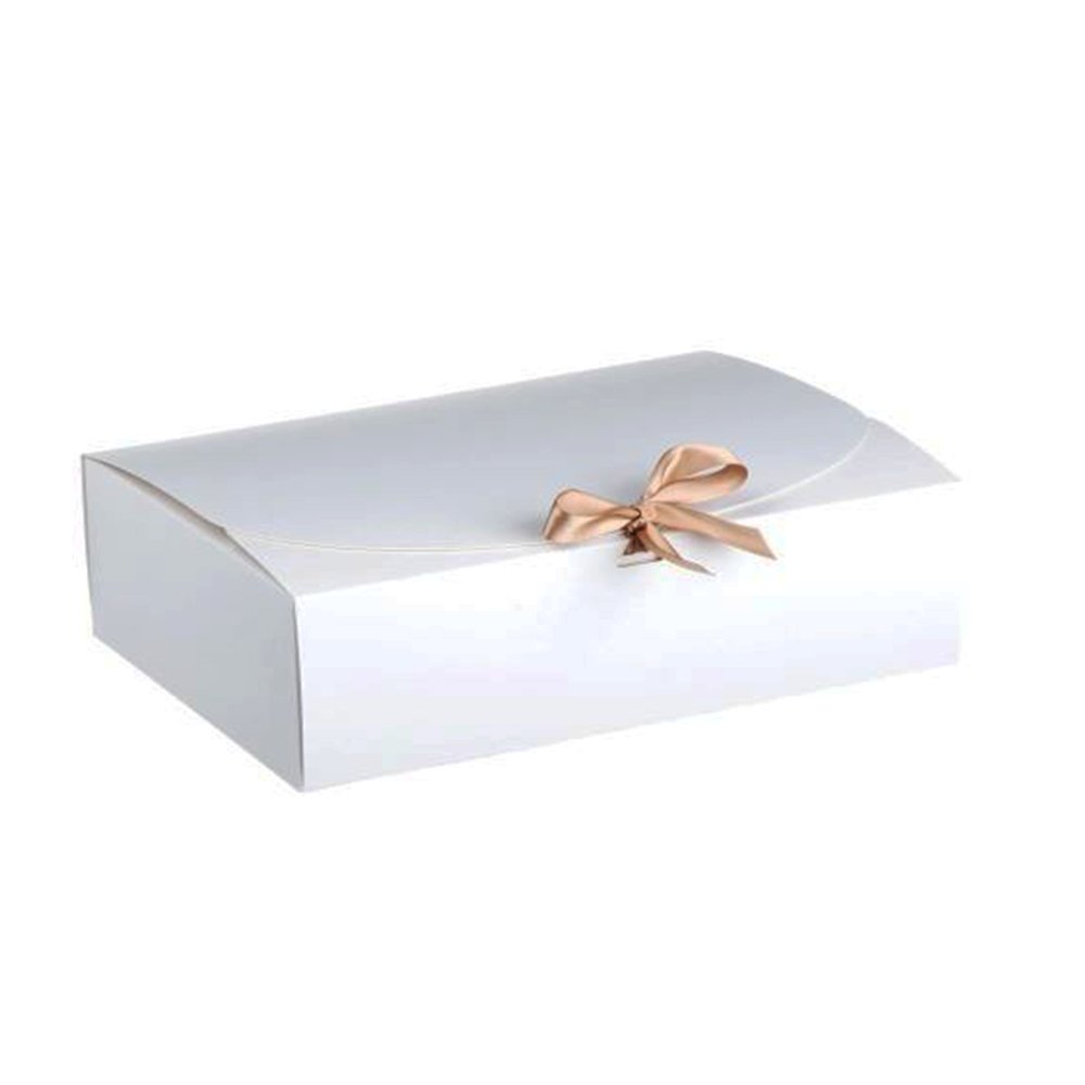 Large Sleek Paper Box With Ribbon - White - TEM IMPORTS™