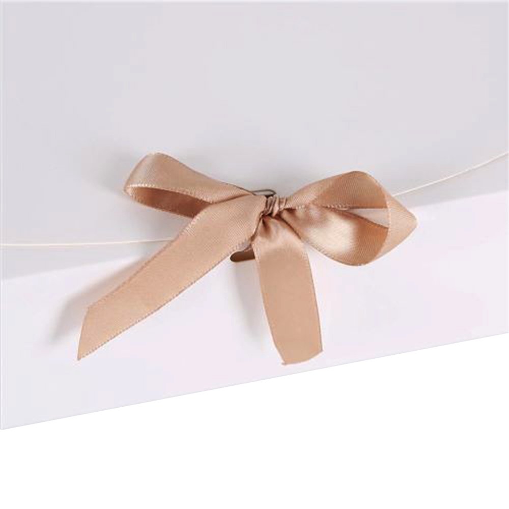 Large Sleek Paper Box With Ribbon - White - TEM IMPORTS™