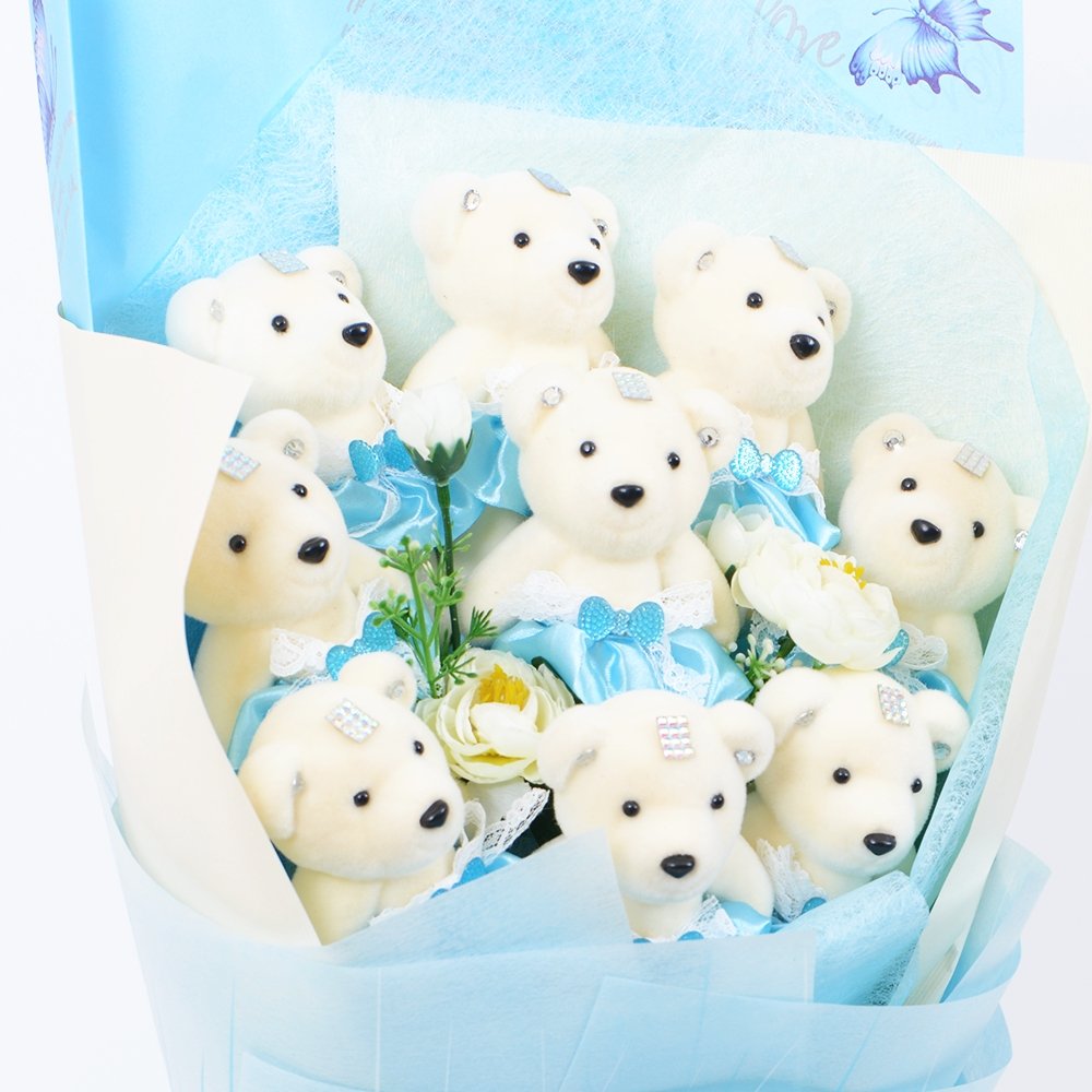 Light Sky Blue Teddy Bear Bouquet - TEM IMPORTS™