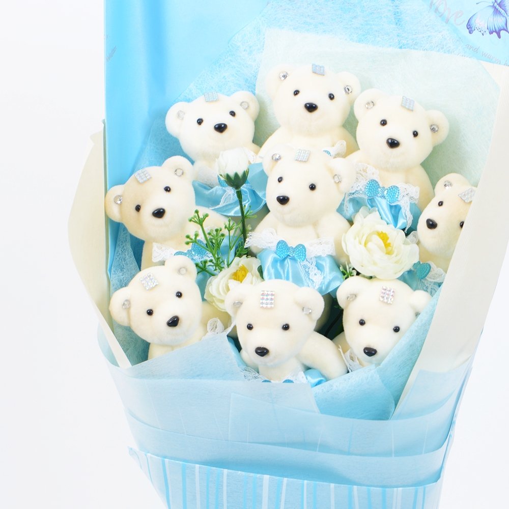 Light Sky Blue Teddy Bear Bouquet - TEM IMPORTS™