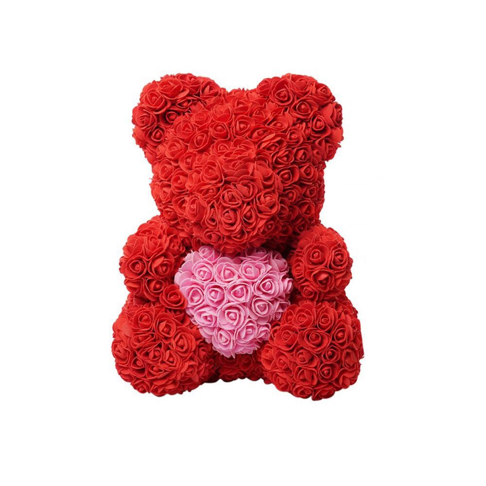 Luxury Rose Bear With Gift Box - Red with Pink Heart - TEM IMPORTS™