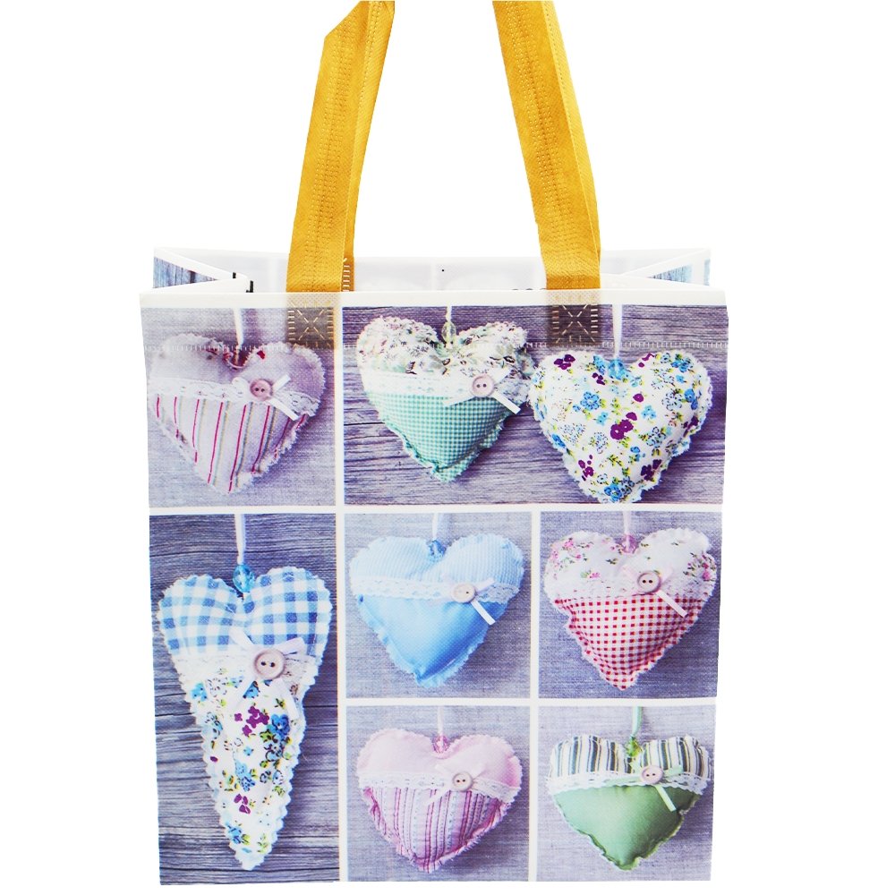 Medium Hearts & Button Coated Non Woven Bags - Pk10 - TEM IMPORTS™