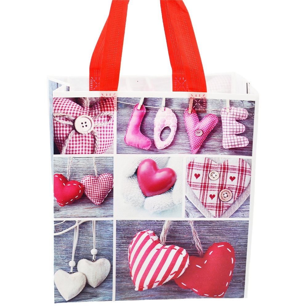 Medium "Love" Hearts Coated Non Woven Bags - Pk10 - TEM IMPORTS™