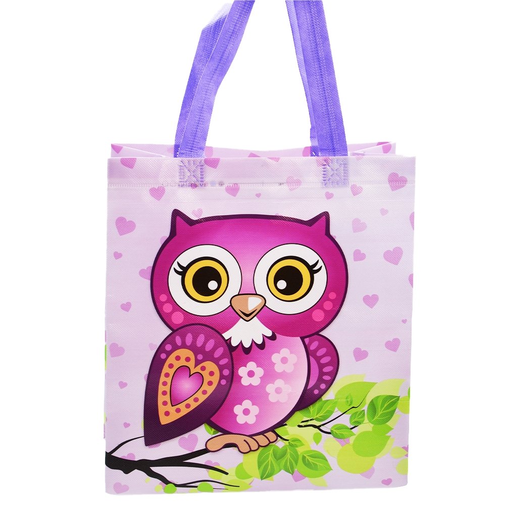 Medium Purple Owl Coated Non Woven Bags - Pk10 - TEM IMPORTS™