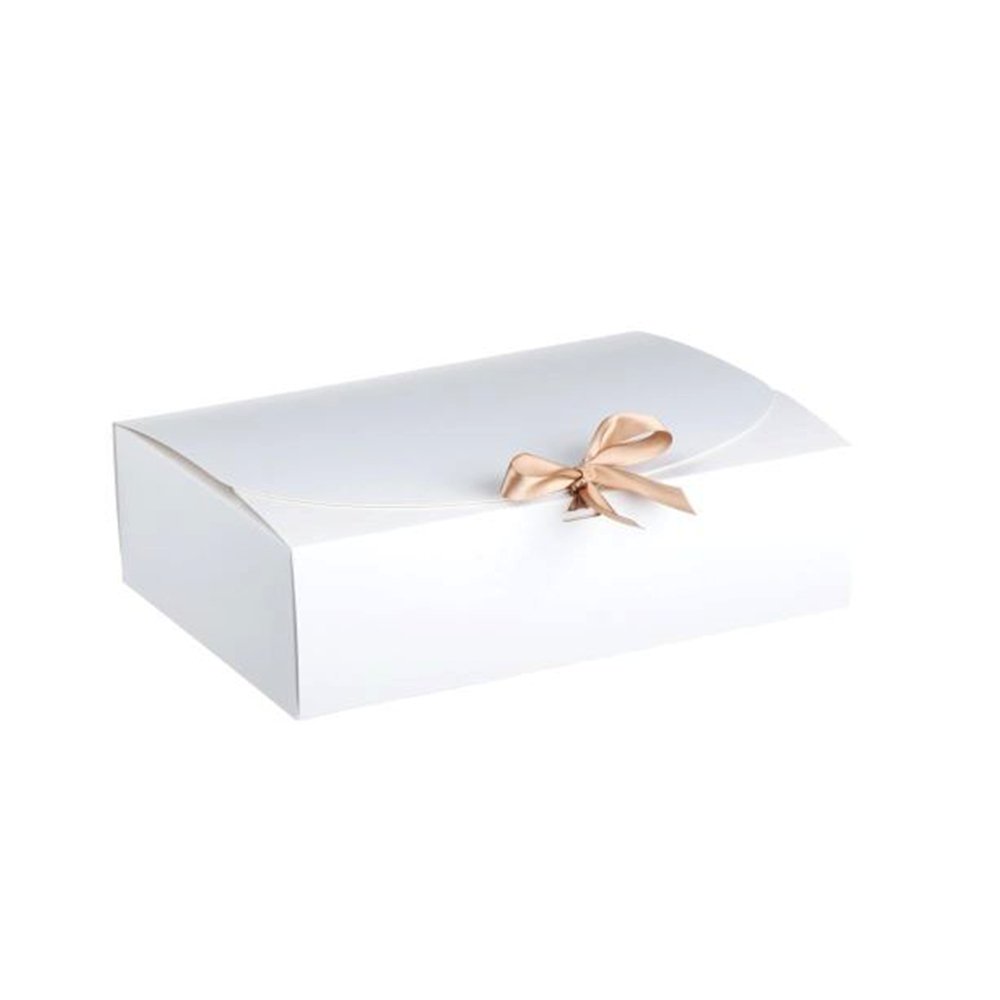 Medium Sleek Paper Box With Ribbon - White - TEM IMPORTS™