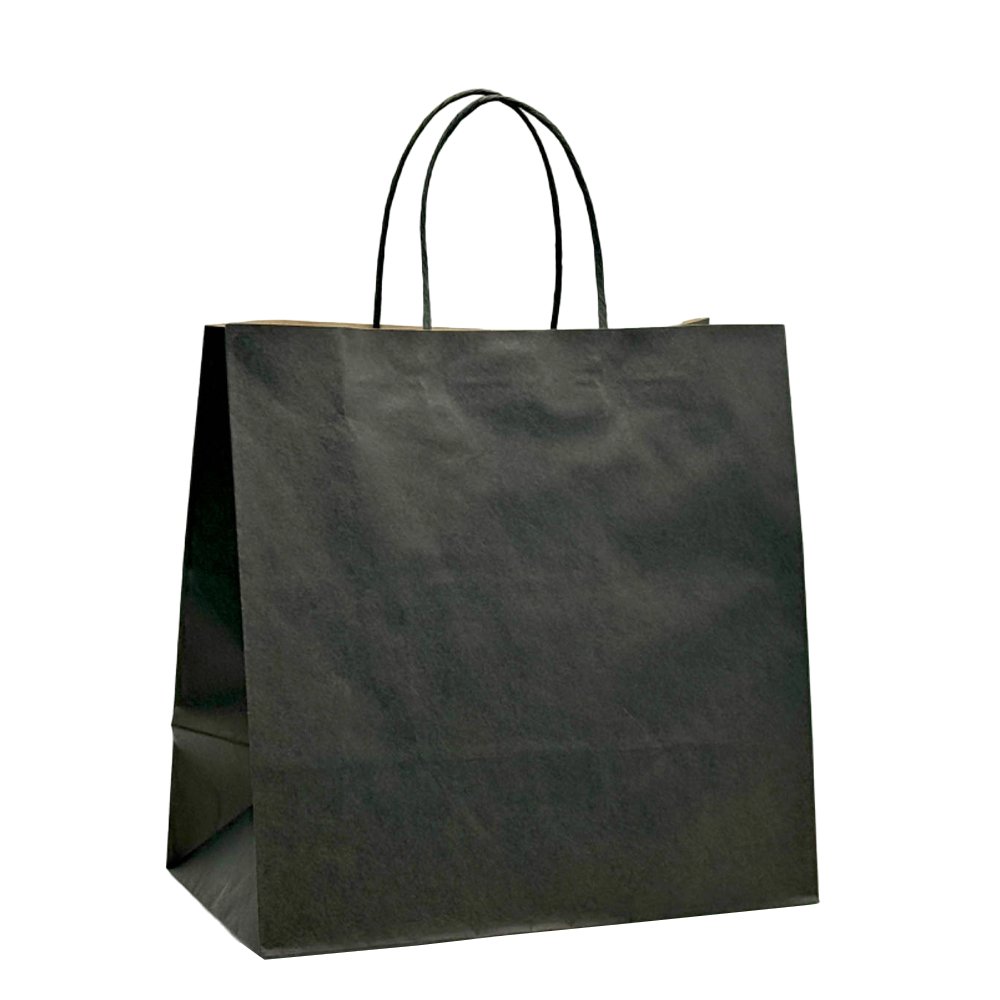 Retail Takeaway Black Twisted Handle Paper Bag - Medium (UberEats Styled)