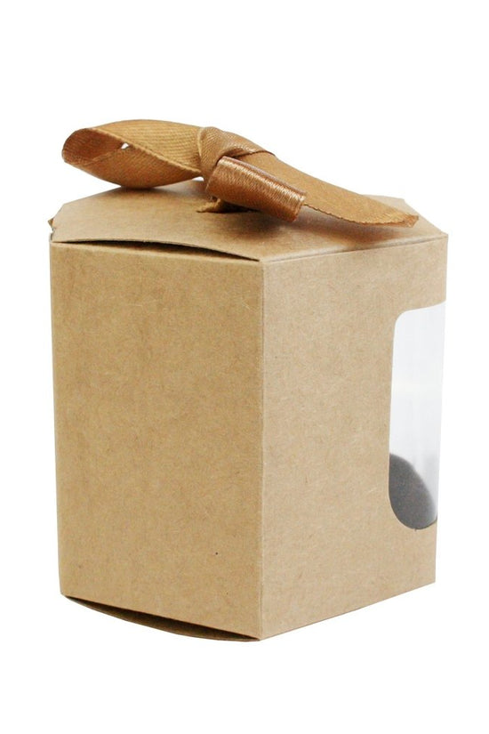 Mini Hexagon Kraft Brown Paper Box With Ribbon - TEM IMPORTS™