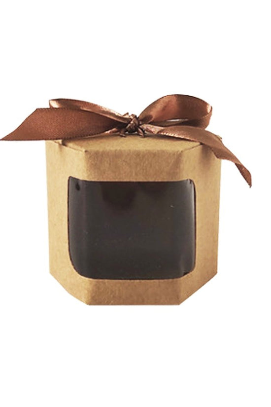 Mini Hexagon Kraft Brown Paper Box With Ribbon - TEM IMPORTS™