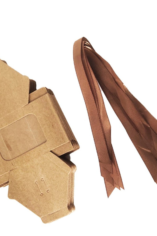 Mini Hexagon Kraft Brown Paper Box With Ribbon - TEM IMPORTS™
