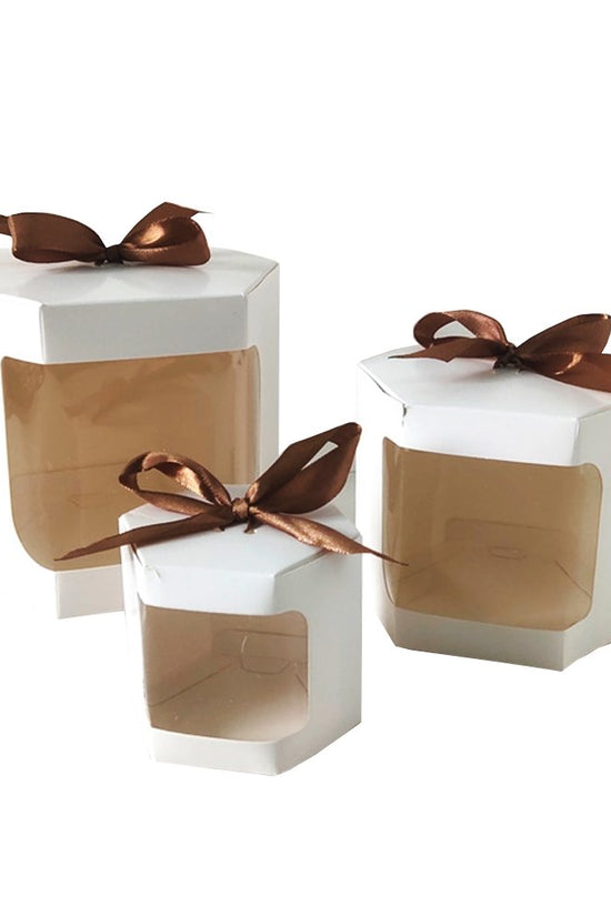 Mini Hexagon White Paper Box With Ribbon - TEM IMPORTS™