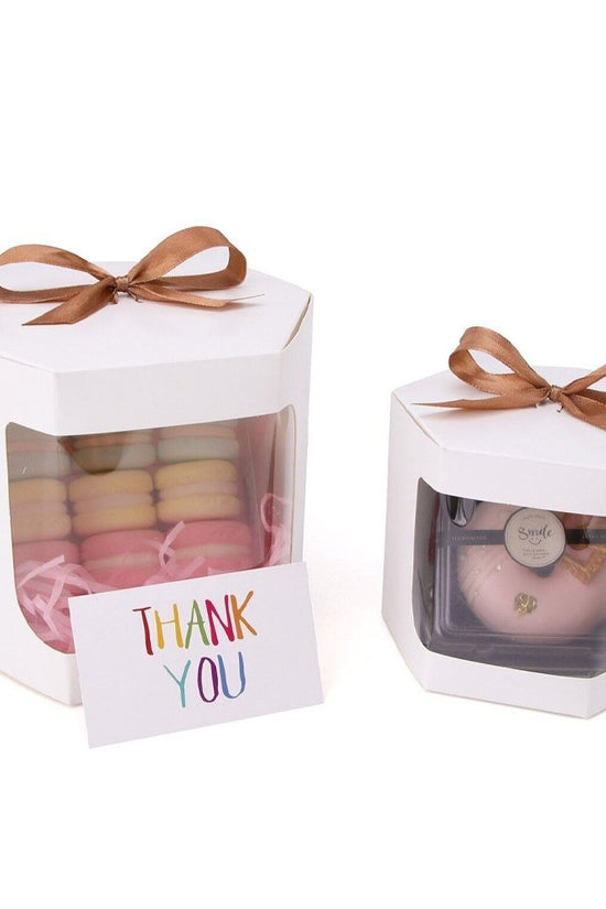 Mini Hexagon White Paper Box With Ribbon - TEM IMPORTS™