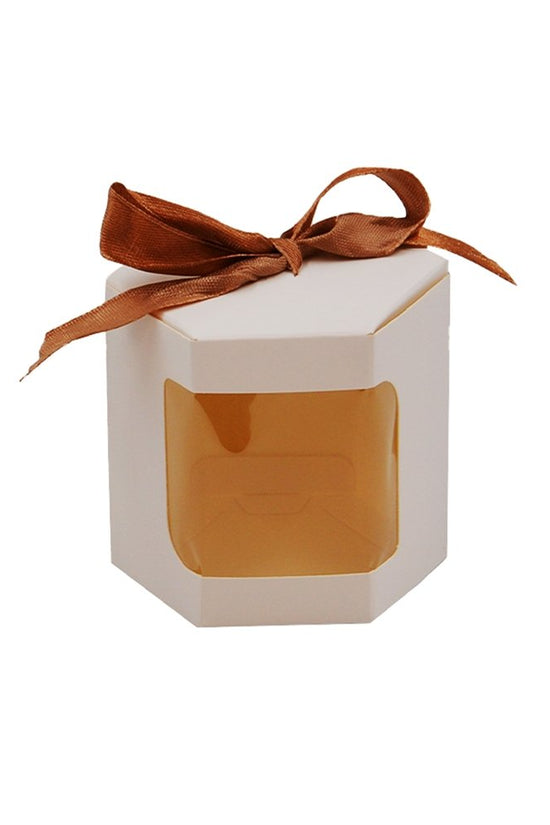 Mini Hexagon White Paper Box With Ribbon - TEM IMPORTS™