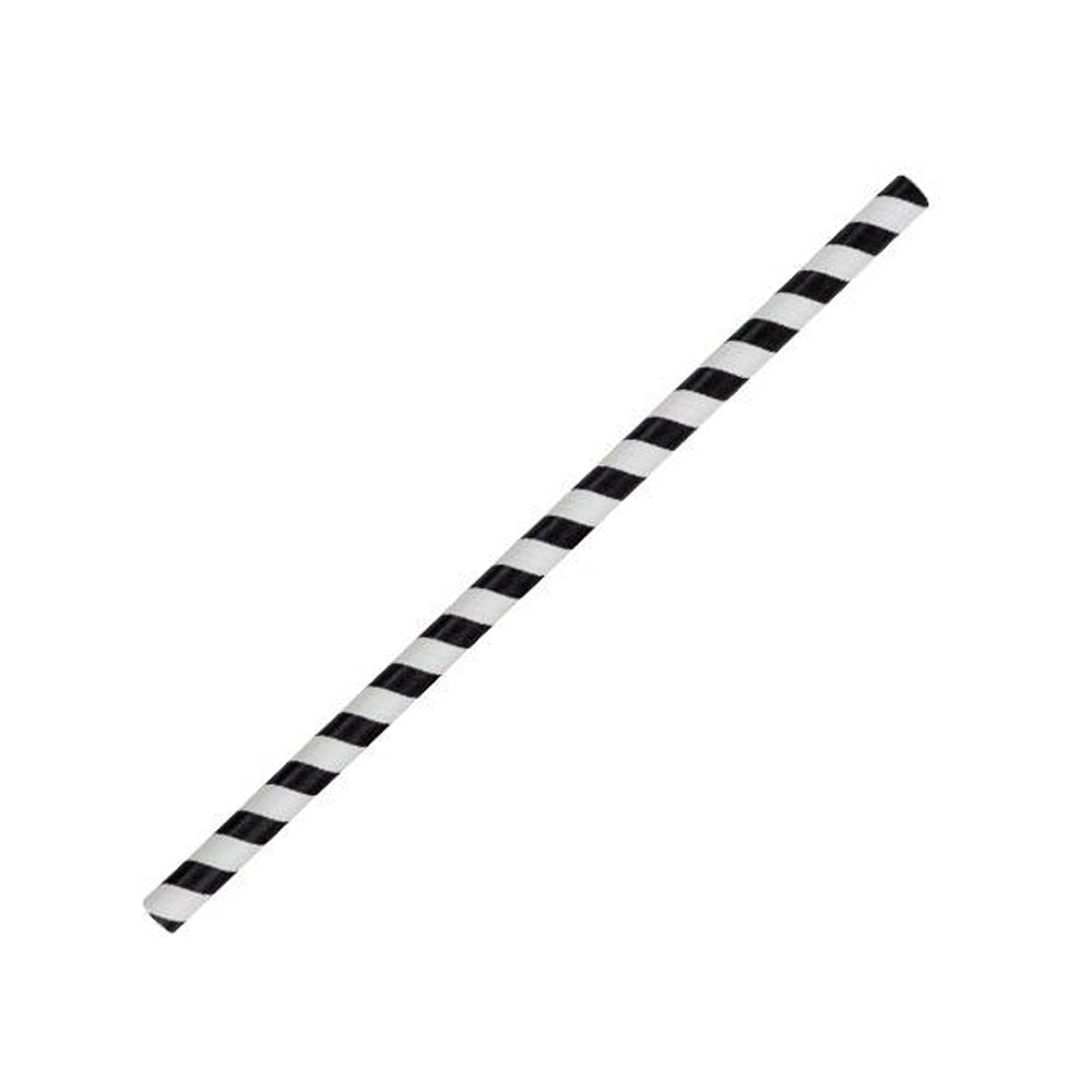 Paper Straw 10mm Jumbo Black Stripe