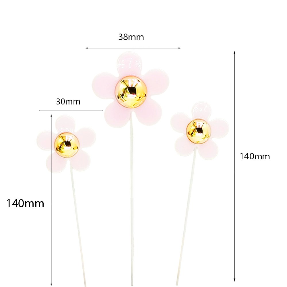 Pink Daisy Flower Cake Topper - Pack of 3 - TEM IMPORTS™