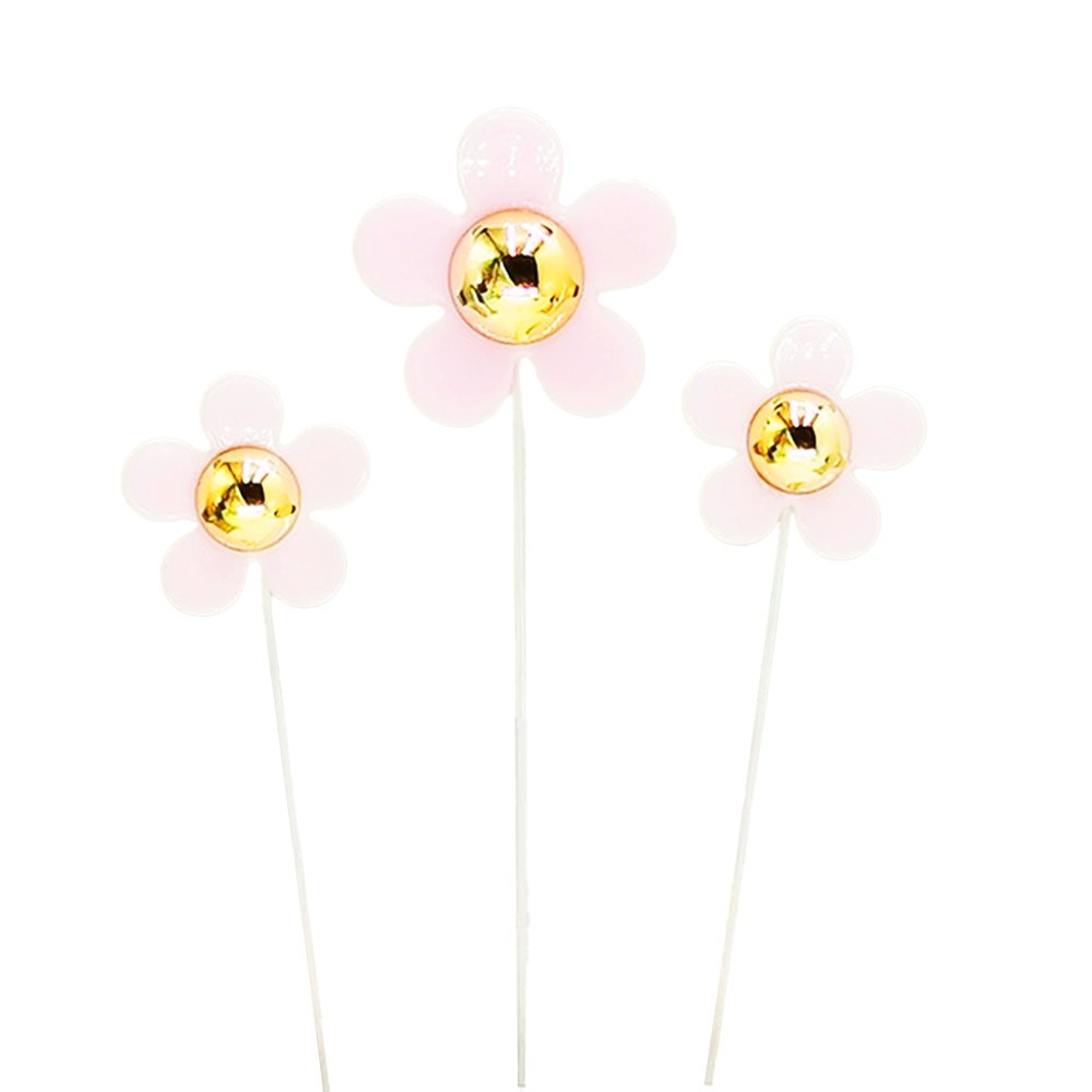 Pink Daisy Flower Cake Topper - Pack of 3 - TEM IMPORTS™