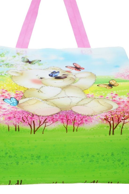 Pink Large Bear Coated Non Woven Bags - Pk10 - TEM IMPORTS™