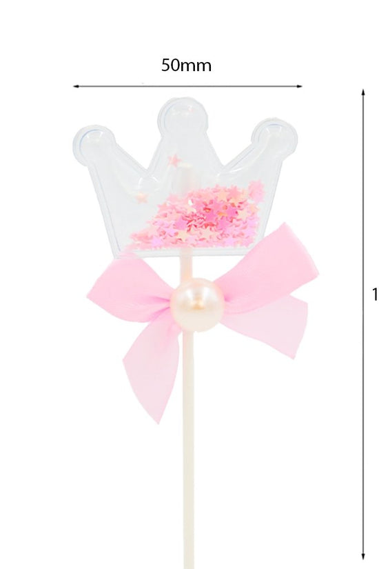 Pink Pillow Crown With Bow Cake Topper - TEM IMPORTS™