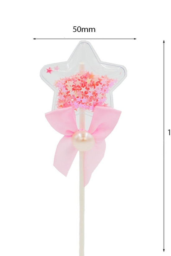 Pink Pillow Star With Bow Cake Topper - TEM IMPORTS™