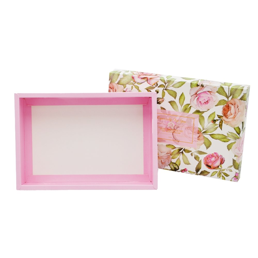 Pink Roses Printed Pattern Rectangle Paper Box