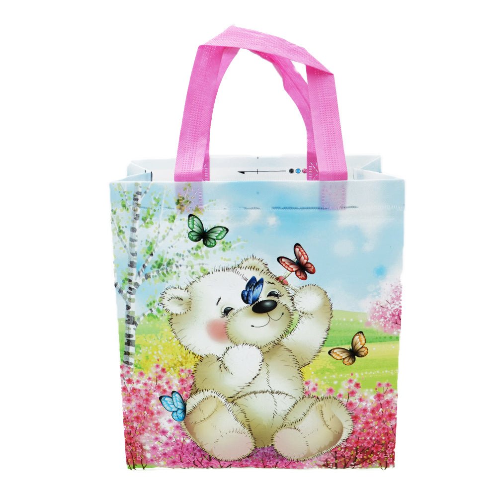 Pink Small Bear Coated Non Woven Bags - Pk10 - TEM IMPORTS™