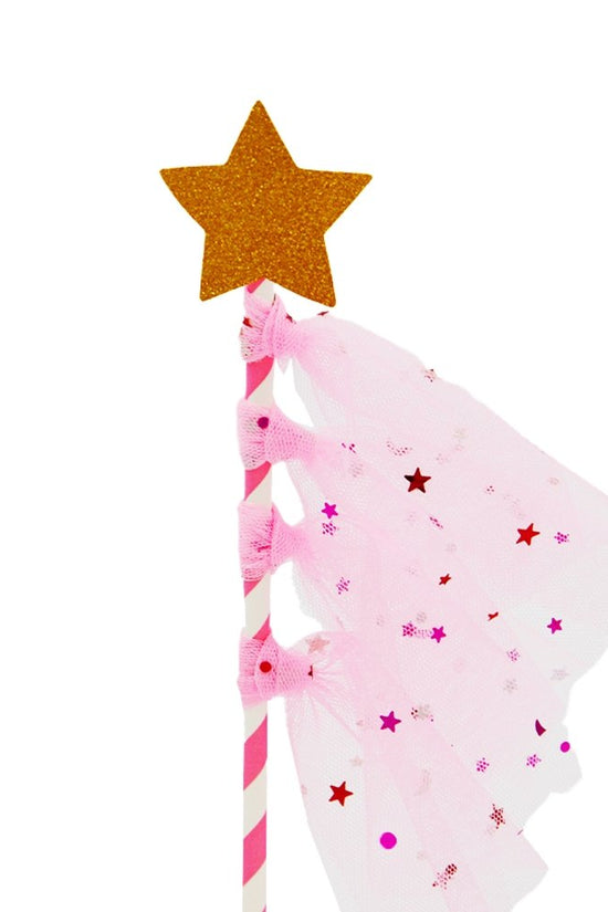 Pink Wishing Star With Lace Cake Topper