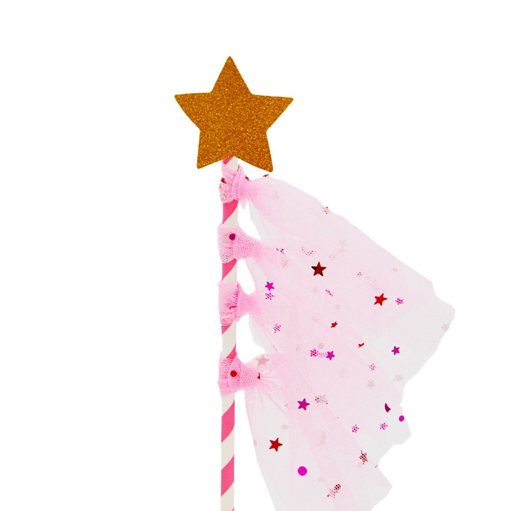 Pink Wishing Star With Lace Cake Topper