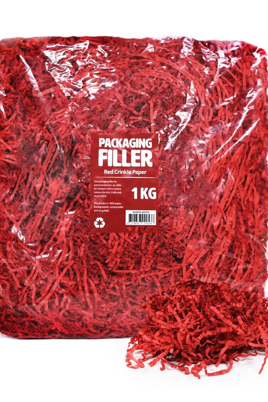Red Crinkle Paper Shreds Fillers - 1Kg Bag - TEM IMPORTS™