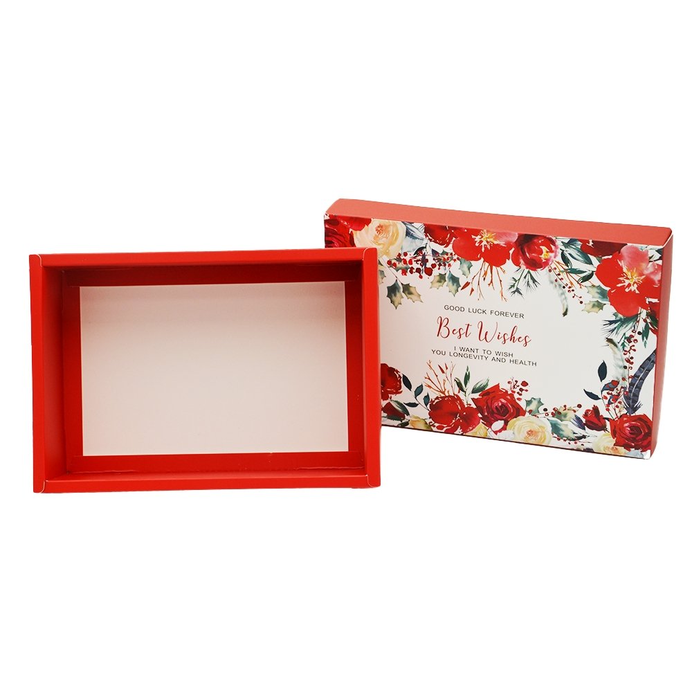 Red Flower Pattern Rectangle Paper Box - TEM IMPORTS™