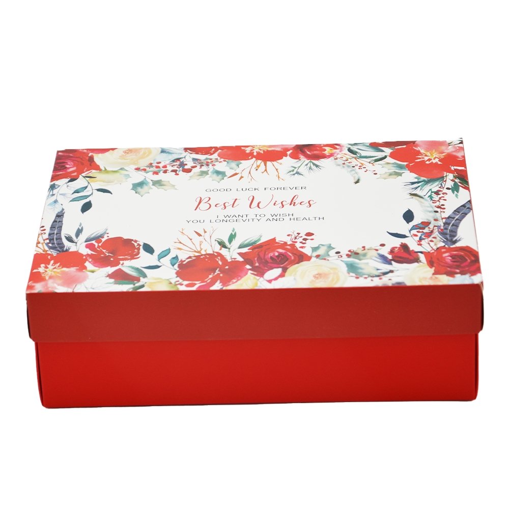 Red Flower Pattern Rectangle Paper Box - TEM IMPORTS™