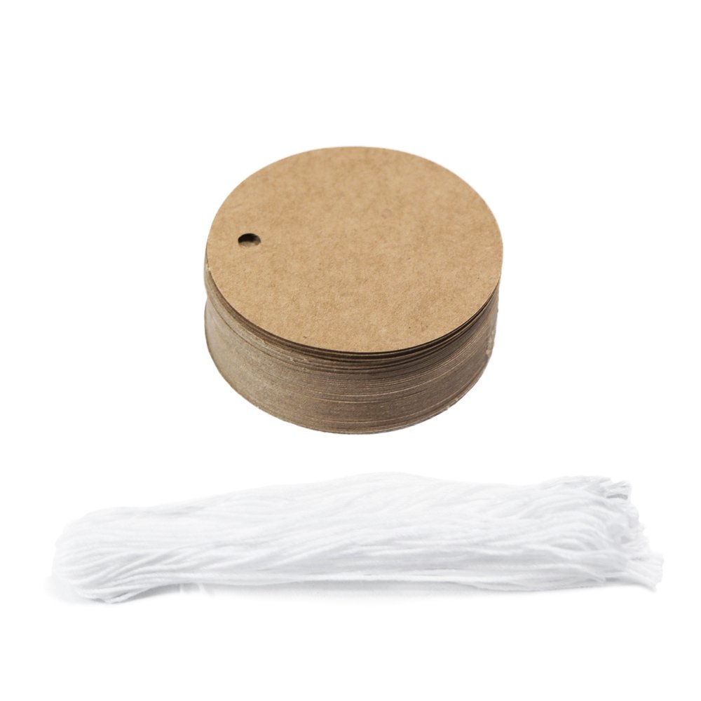 50mm Diameter Kraft Round Gift Tag - 50/PK 