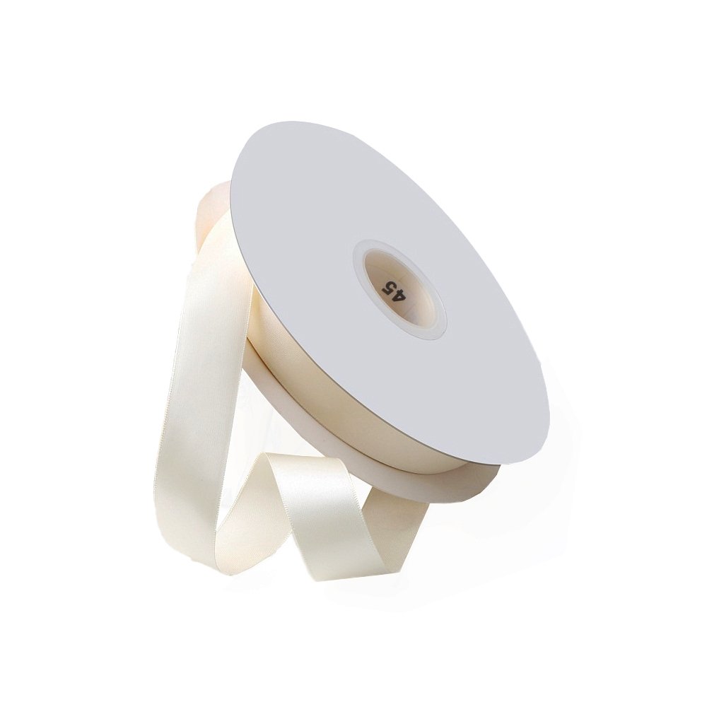 Satin Double Faced Woven Edge Ribbon-Ivory - TEM IMPORTS™