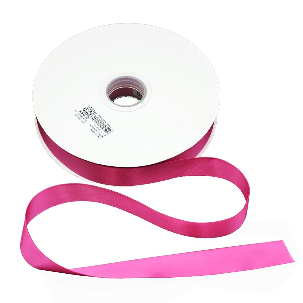 Satin Double Faced Woven Edge Ribbon-Raspberry Rose - TEM IMPORTS™