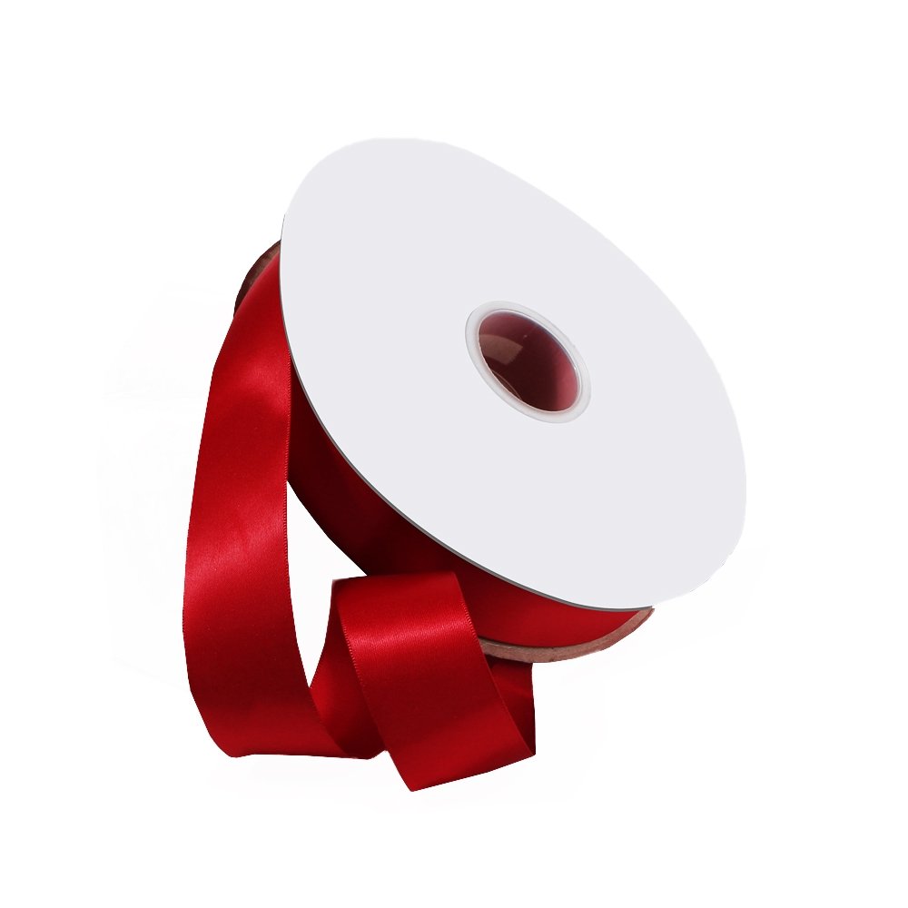 Satin Double Faced Woven Edge Ribbon-Scarlet - TEM IMPORTS™