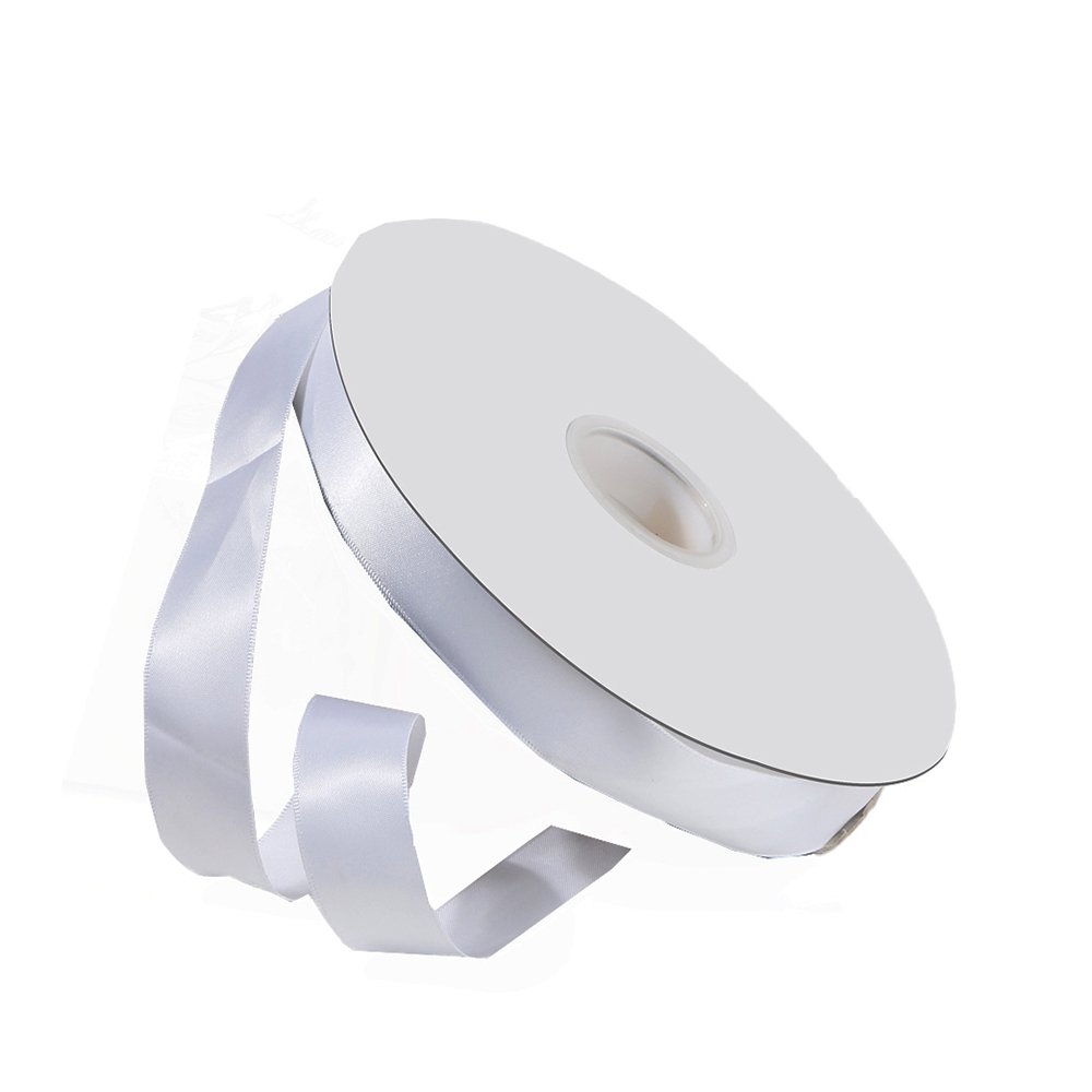 Satin Double Faced Woven Edge Ribbon-White - TEM IMPORTS™