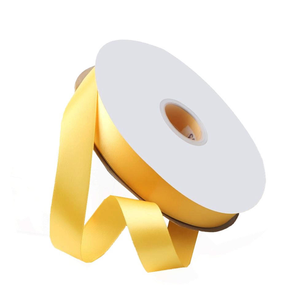 Satin Double Faced Woven Edge Ribbon-Yellow Gold - TEM IMPORTS™