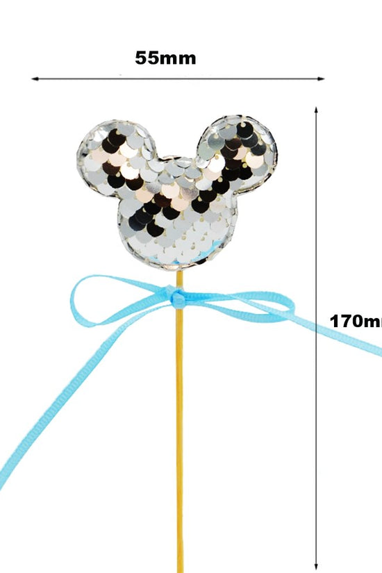 Silver Mickey Ear With Pink Bow Cake Topper - TEM IMPORTS™